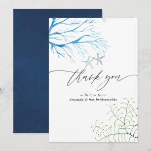 Carte De Remerciements Thème de douche nuptiale à l'aquarelle sur les alg