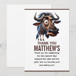 Carte De Remerciements Thème de ferme de gnous fous mignon pour 1er anniv