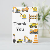 Carte De Remerciements Thème de fête d'anniversaire Construction pour gar (Debout devant)