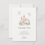 Carte De Remerciements Thème de fête d'anniversaire du château de dragon  (Devant)