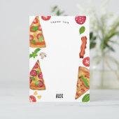 Carte De Remerciements Thème de fête d'anniversaire pizza aquarelle pour (Debout devant)