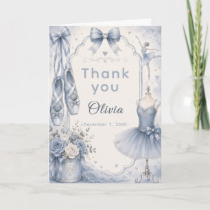 Carte De Remerciements Thème de fête de ballet tutu bleu