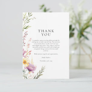 Carte De Remerciements Thème de fête de thé aux fleurs sauvages pour une