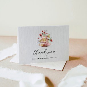 Carte De Remerciements Thème de fête prénuptiale avec thé aux fleurs sauv
