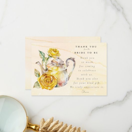 Carte De Remerciements Thème de fête prénuptiale avec un goûter champêtre (Devant/Arrière en situation)