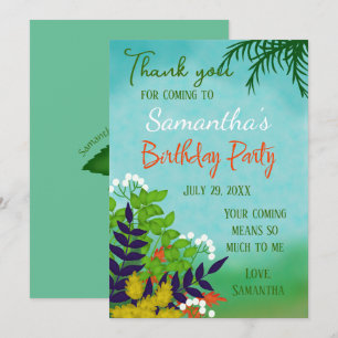 Carte De Remerciements Thème de jardin d'anniversaire
