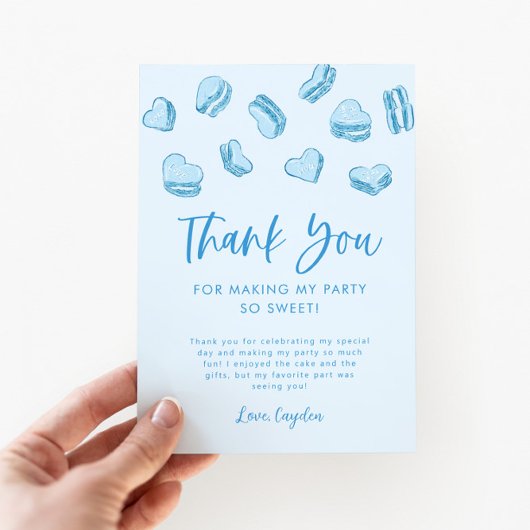 Carte De Remerciements Thème de la Saint-Valentin Cœurs bleus Fête d'anni