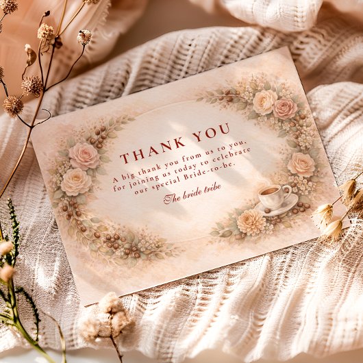 Carte De Remerciements Thème de mariage Café