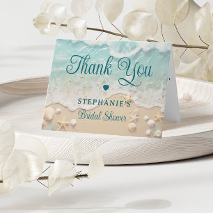 Carte De Remerciements Thème de mariage de plage côtière océanique