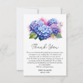 Carte De Remerciements Thème de mariage floral Hortensia Bleu  (Devant)
