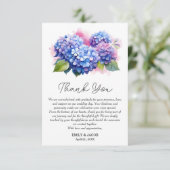 Carte De Remerciements Thème de mariage floral Hortensia Bleu  (Debout devant)