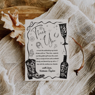 Carte De Remerciements Thème de mariage occidental pour une fête de maria