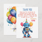 Carte De Remerciements thème de robot avec ballons aquarelle (Devant / Derrière)