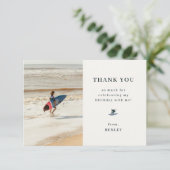 Carte De Remerciements Thème de surf cool pour photo d'anniversaire (Debout devant)