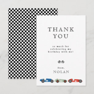 Carte De Remerciements Thème de voiture de course rétro pour anniversaire