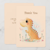 Carte De Remerciements Thème Dinosaure Brown (Devant / Derrière)