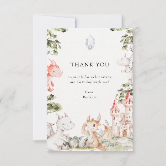 Carte De Remerciements Thème Dragon Anniversaire (Devant)