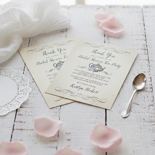 Carte De Remerciements Thème élégant de thé à la mode rétro | Enterrement