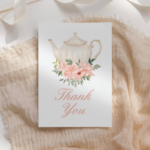 Carte De Remerciements Thème Floral Tea Party pour Enterrement de Vie de
