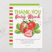 Carte De Remerciements Thème fraise Anniversaire (Devant / Derrière)