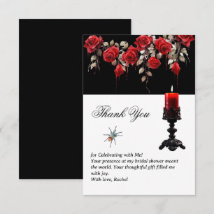 Carte De Remerciements Thème gothique Roses rouges et chandelles Baby sho