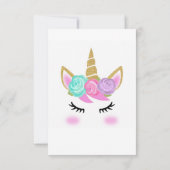 Carte De Remerciements Thème Licorne Anniversaire Fille (Dos)