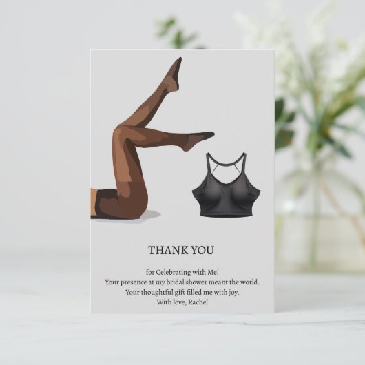 Carte De Remerciements Thème lingerie chic pour douche de mariée (Debout devant)