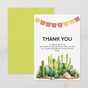 Carte De Remerciements Thème Moderne Fiesta Cactus pour une Baby Shower d