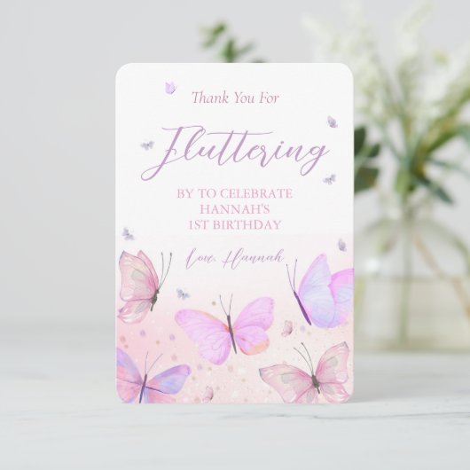 Carte de remerciements Thème Papillon (Debout devant)