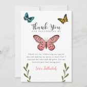 Carte De Remerciements Thème Papillon Fête d'anniversaire pour filles (Devant)