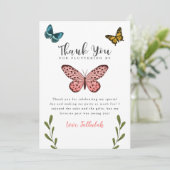 Carte De Remerciements Thème Papillon Fille Fête d'anniversaire (Debout devant)