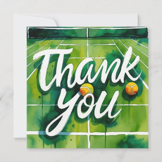 Carte De Remerciements Thème tennis style aquarelle (Devant)