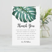 Carte De Remerciements Thème tropical Baby shower verdure (Debout devant)