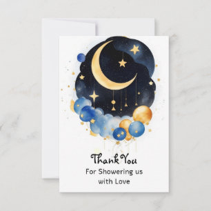 Carte De Remerciements Thème Twinking Sky Baby shower Moon & Stars