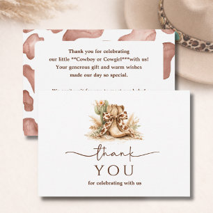 Carte De Remerciements Thème Western pour une Baby Shower Cowgirl ou Cowb