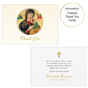 Carte De Remerciements Theotokos et Christ Enfant Anges Orthodoxes funéra