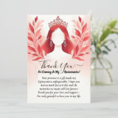 Carte De Remerciements Tiara Black Lace Rouge Quinceanera (Debout devant)
