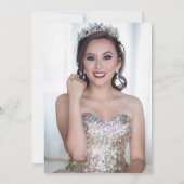 Carte De Remerciements Tiara Black Lace Rouge Quinceanera (Dos)