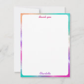 Carte De Remerciements Tie Dye Pastel Rose Orange Turquoise Violet Monogr (Devant)