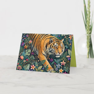 Carte De Remerciements Tigre aux Yeux Ambrés Feuillage de la Jungle Fanta