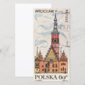 Carte De Remerciements Timbre postal polonais Wroclaw (Devant / Derrière)