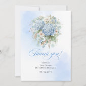Carte De Remerciements Timeless Blue Hydrangea Eucalyptus Wedding thanks (Devant)