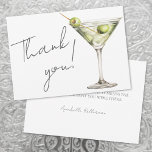 Carte De Remerciements Tini Bit Ancien Martini<br><div class="desc">Un Tini Un Peu Plus Ancien / Un Tini Petit Un Carte de remerciements. Ce design ludique est parfait pour remercier les clients après un anniversaire ou même un baby shower. À l'avant, un verre à martini vert aquarelle aux olives se trouve sur le côté droit, tandis que le "Merci"...</div>