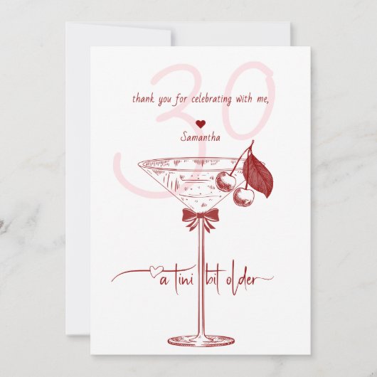 Carte De Remerciements Tini Bit Ancienne Bow moderne Cherry Martini Anniv (Devant)