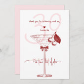 Carte De Remerciements Tini Bit Ancienne Bow moderne Cherry Martini Anniv (Devant / Derrière)