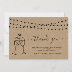 Carte De Remerciements Toast au Champagne & Lumières de Fête
