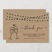 Carte De Remerciements Toast au Champagne & Lumières Féeriques (Devant / Derrière)