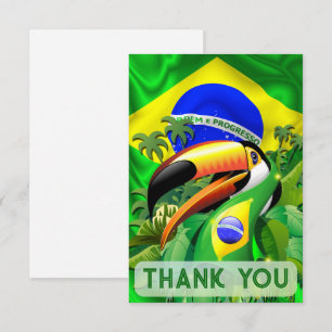 Carte De Remerciements Toco Toucan avec Cravate du drapeau brésilien