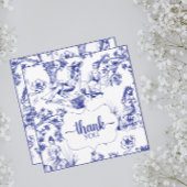 Carte De Remerciements Toile bleue et blanche de Jouy Fête des mariées