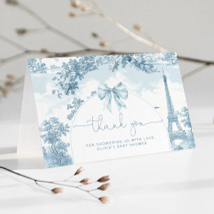 Carte De Remerciements Toile de Jouy baby shower bébe française